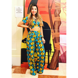 Legacy African Print Top And Wide Leg Pants Set - Zabba Designs African Clothing Store