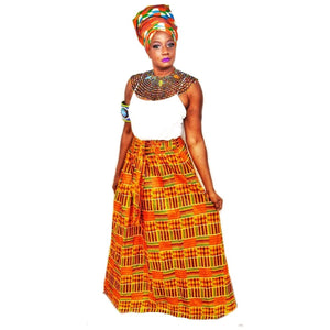 Kente Print  Long Skirt ~ The GUIA - Zabba Designs African Clothing Store