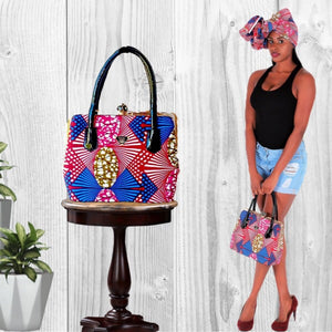 Red African Print Tote Bag - Zabba Designs African Clothing Store