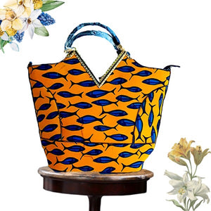 Macey Yellow African Print Tote Bag - Zabba Designs African Clothing Store