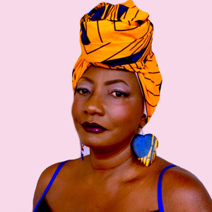Zeke  Yellow African Print HeadWrap - Zabba Designs African Clothing Store