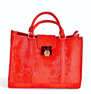 Brooke Red Top Handle Faux Leather Handbag - Zabba Designs African Clothing Store