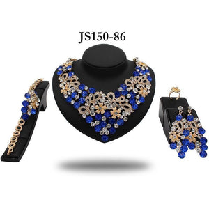 BLUE DEMI STONE PROM NECKLACE SET - Zabba Designs African Clothing Store