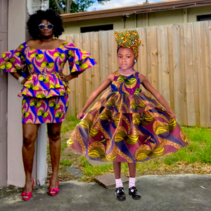 Kaylin African Print Girl’s Dress With Tulle - Zabba Designs African Clothing Store