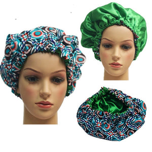 Blue African print Hair Bonnets - Zabba Designs African Clothing Store