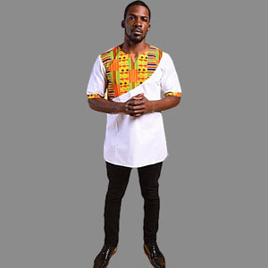 KOOFI SHORT SLEEVE AFRICAN KENTE PRINT MEN'S SHIRT - Zabba Designs African Clothing Store