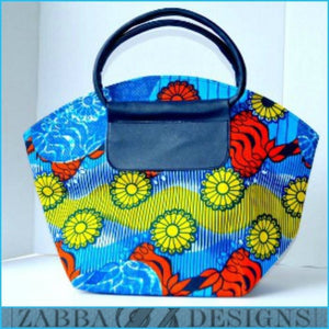 Saykk Blue African Print Tote Bag - Zabba Designs African Clothing Store