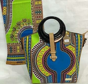 OJA Green African Print Tote  Bag - Zabba Designs African Clothing Store