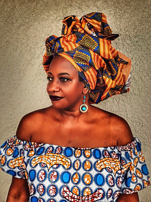 African  Print Head wrap The AKATA - Zabba Designs African Clothing Store