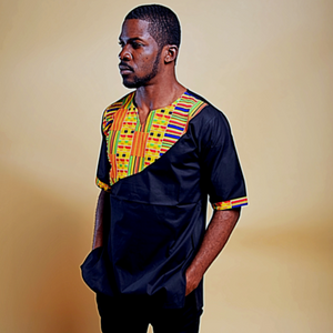 LUVKY AFRICAN KENTE PRINT MEN'S SHIRT - Zabba Designs African Clothing Store