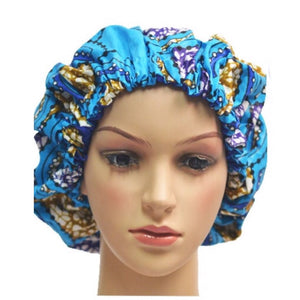 Blue African print Hair Bonnets - Zabba Designs African Clothing Store
