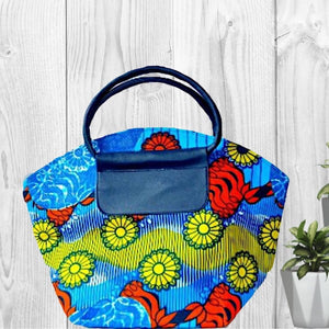 Saykk Blue African Print Tote Bag - Zabba Designs African Clothing Store