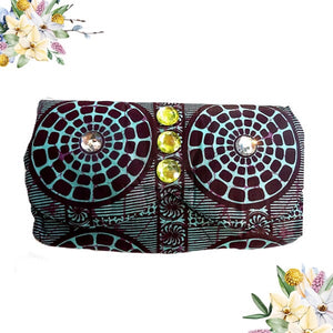 African Designer Clutch Bag Blue and Gray - Zabba Designs African Clothing Store