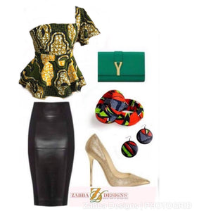 Bomi One Shoulder African Print Blouse - Zabba Designs African Clothing Store