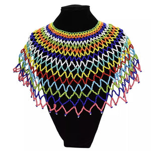 African Tribal Bohemian Beaded Bib Collar Necklace - Zabba Designs African Clothing Store