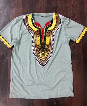 GRAY AFRICAN DASHIKI MEN'S SHIRT - Zabba Designs African Clothing Store