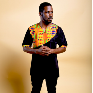 LUVKY AFRICAN KENTE PRINT MEN'S SHIRT - Zabba Designs African Clothing Store