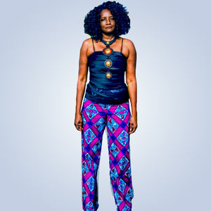 Seshe High Waisted African Print Wide Leg Pants - Zabba Designs African Clothing Store