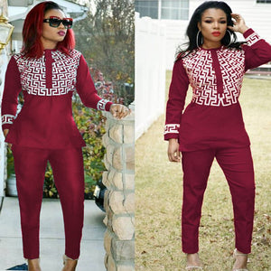 Jenny Red African Print Pants Set For Women - Zabba Designs African Clothing Store