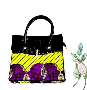 Green And Purple African Fabric Bag - Zabba Designs African Clothing Store