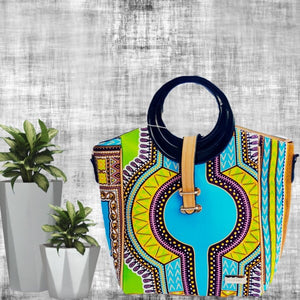 OJA Green African Print Tote  Bag - Zabba Designs African Clothing Store