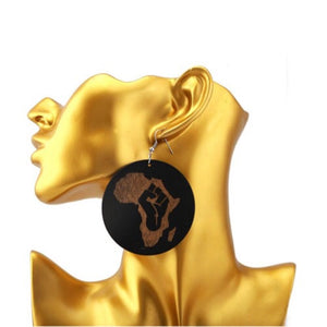 Black Power Map Of Africa Earrings - Zabba Designs African Clothing Store