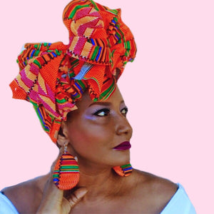 Baba Kente African Print HeadWrap - Zabba Designs African Clothing Store