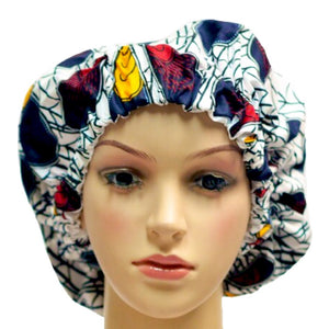 White And Blue Adult Ankara Bonnet - Zabba Designs African Clothing Store