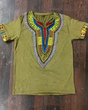 AVOCADO GREEN AFRICAN DASHIKI MEN'S SHIRT - Zabba Designs African Clothing Store