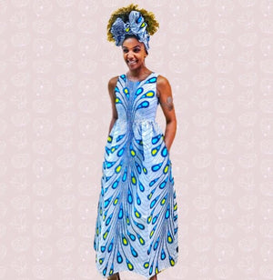 ZUMA African Print Maxi Dress - Zabba Designs African Clothing Store