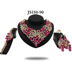 Tswana Pink And Gold Crystal Stone Necklace Set - Zabba Designs African Clothing Store