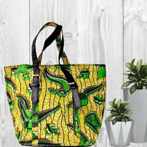Green African Print Travel Tote  Bag - Zabba Designs African Clothing Store