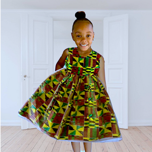 Lucy African Kente Girls Traditional Cotton Dress - Zabba Designs African Clothing Store