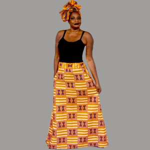 SERG African Print  Kente Maxi Skirt - Zabba Designs African Clothing Store