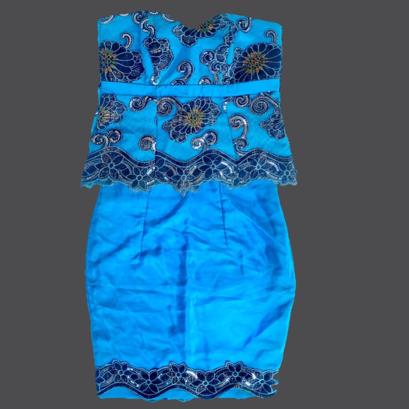 Tiffany Blue And Lace 2 Piece Midi Dress - Zabba Designs African Clothing Store Tiffany Blue And Lace 2 Piece Midi Dress - Zabba Designs African Clothing Store