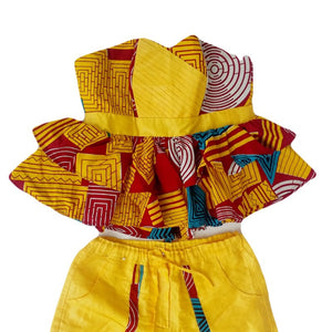 FYNN Yellow And Red African Short Set - Zabba Designs African Clothing Store