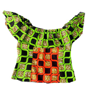 Keys African Print Orange Off Shoulder Blouse - Zabba Designs African Clothing Store