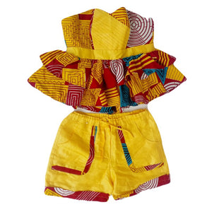 FYNN Yellow And Red African Short Set - Zabba Designs African Clothing Store