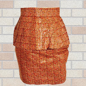 Ato Orange High Waist Peplum Pencil Skirt - Zabba Designs African Clothing Store