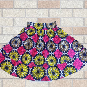 Glam Pink  African Ankara Print Midi Skirt - Zabba Designs African Clothing Store