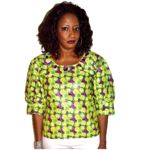 Green and Purple African Boho Blouse - Zabba Designs African Clothing Store