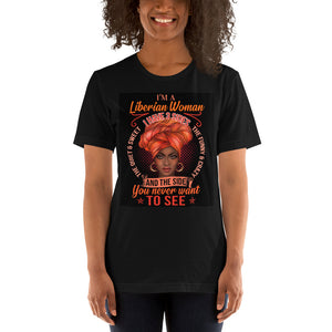 Liberian Woman With Three Sides Fashion Short-Sleeve T-Shirt - Zabba Designs African Clothing Store