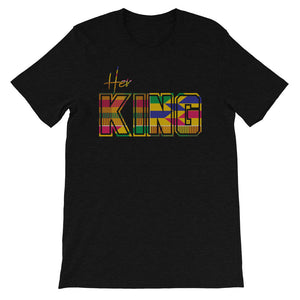 Her King Kente Black T-Shirt - Zabba Designs African Clothing Store