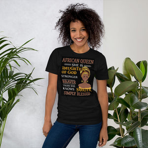 African Queen Royal Black Short-Sleeve T-Shirt - Zabba Designs African Clothing Store