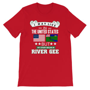 I May Live In The United States But My Story Began Of River Gee Flag T-Shirt - Zabba Designs African Clothing Store