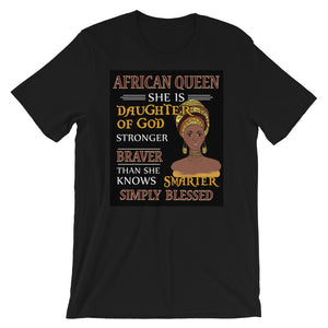 African Queen Royal Black Short-Sleeve T-Shirt - Zabba Designs African Clothing Store