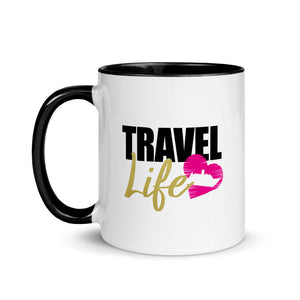 Travel Life Mug with Black Color Inside - Zabba Designs African Clothing Store