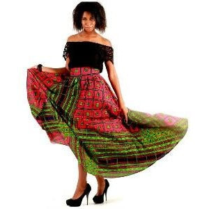 DREAMY Red African Print Maxi Skirt - Zabba Designs African Clothing Store